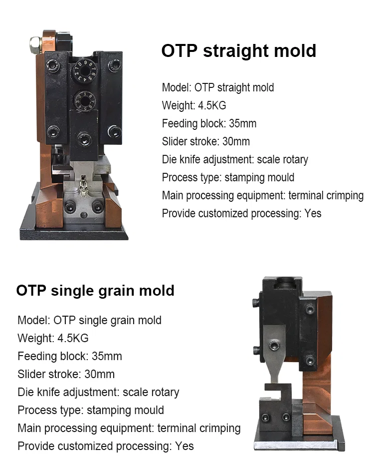 Durable single U-shaped OTP mold, terminal crimping machine die, terminal machine mold 