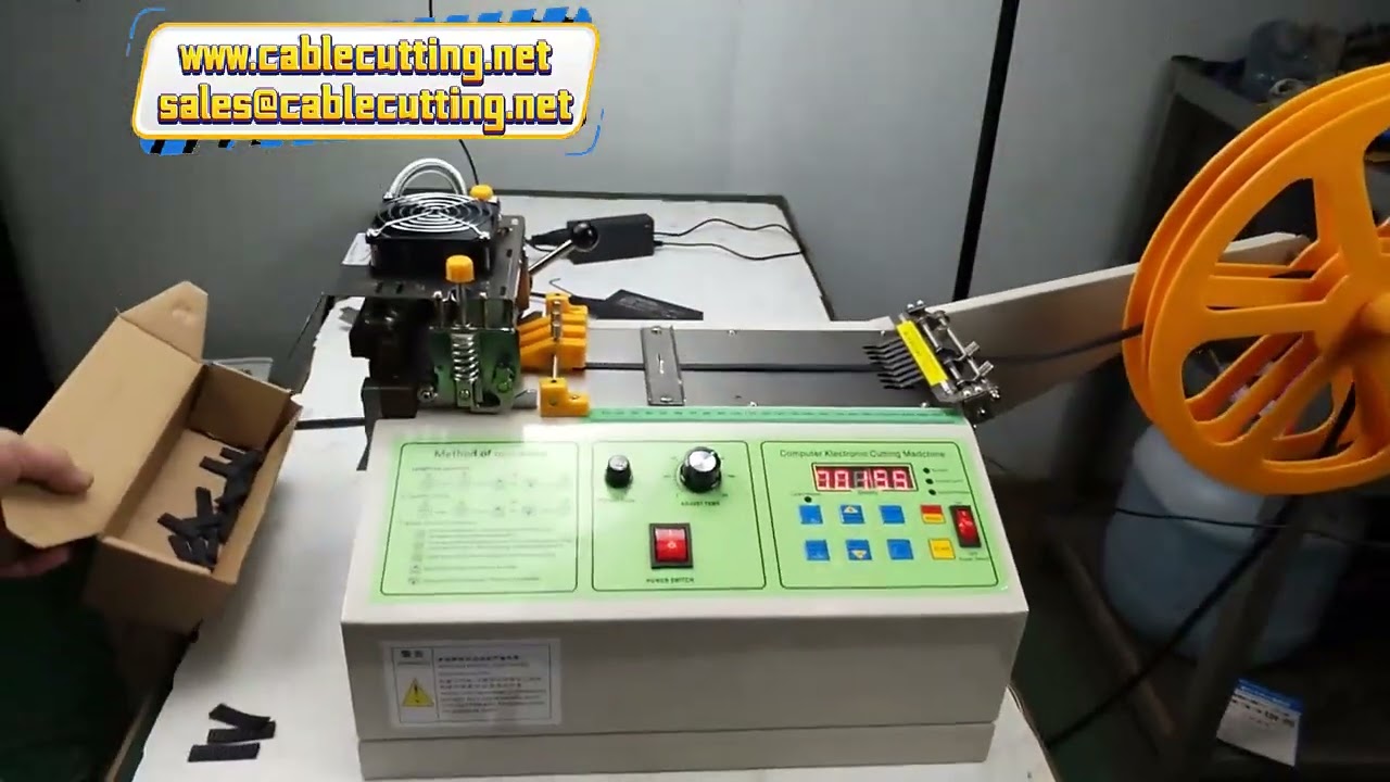 Cloth Tape Cutting Machine with Hot and Cold Knife for Magic Sticker Tube Zipper