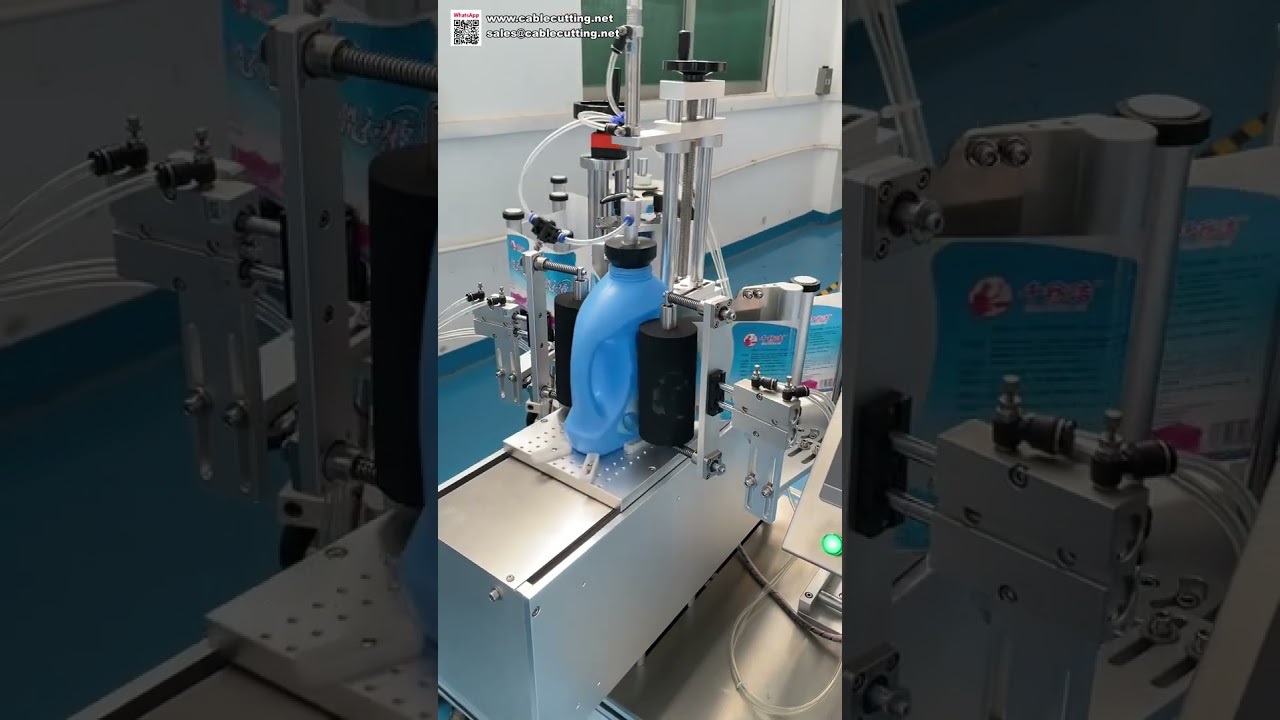 Mesin Pelabelan Semi-Otomatis Dua Sisi untuk Botol Deterjen Laundry - Perekat Stiker Presisi