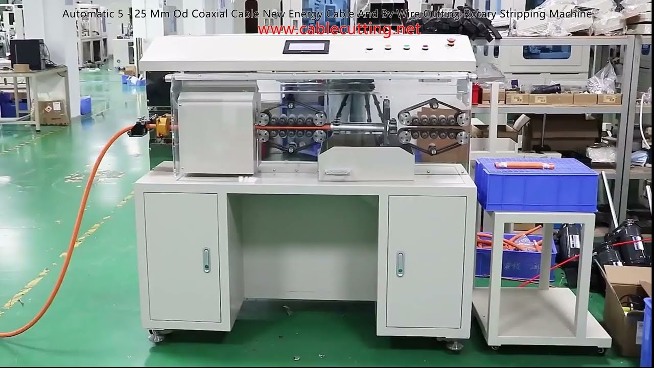 Automatic 5   25 Mm Od Coaxial Cable New Energy Cable And Bv Wire Cutting Rotary Stripping Machine