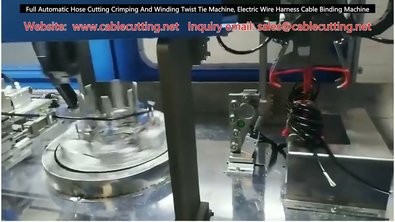 Full Automatic Hose Cutting Crimping And Winding Twist Tie Machine, Electric Wire Harness Cable Bind