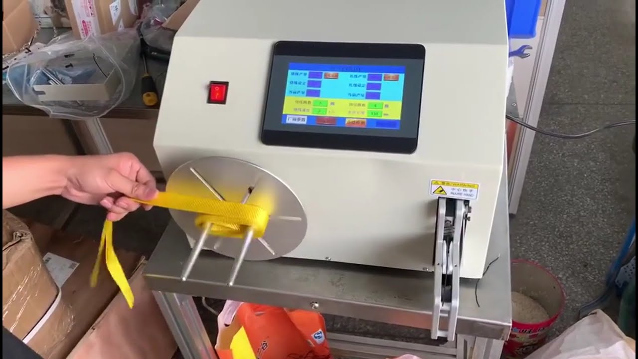 Winding and Tying Machine for Braided Wide Belts - Automated Tying System