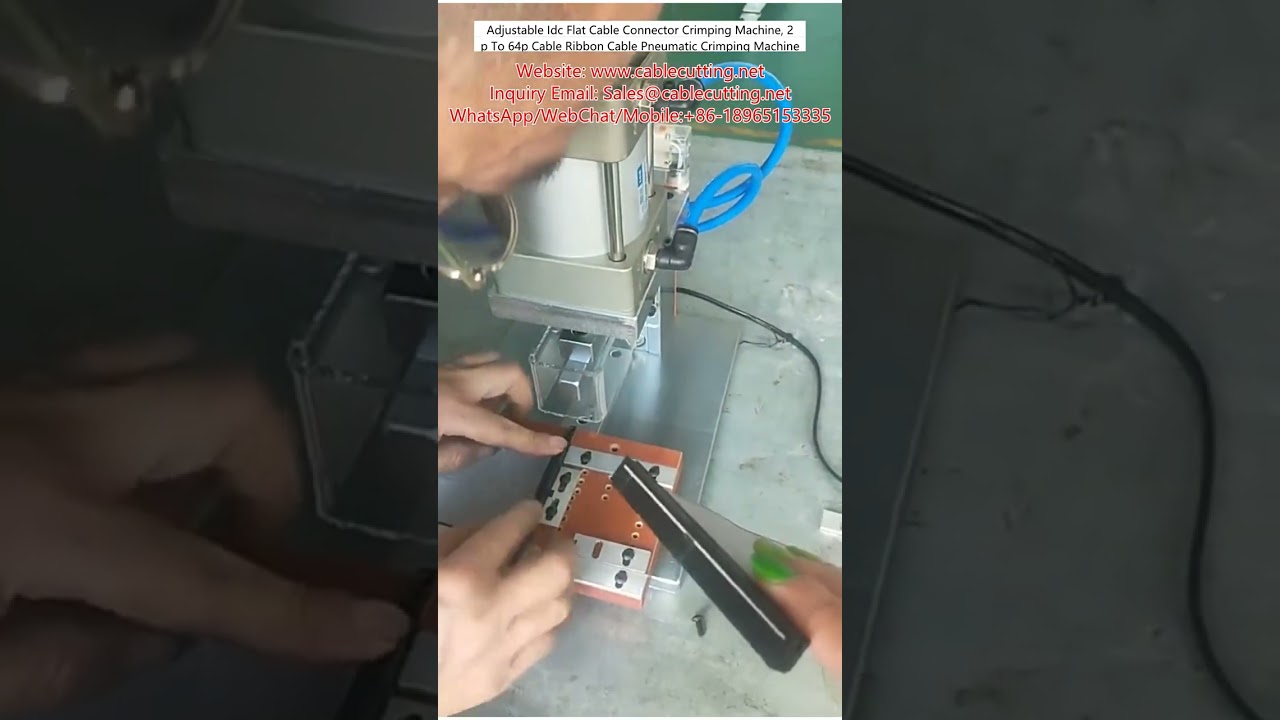 Adjustable IDC Flat Cable Connector Crimping Machine, 2P to 64P Ribbon Cable Pneumatic Crimping Tool